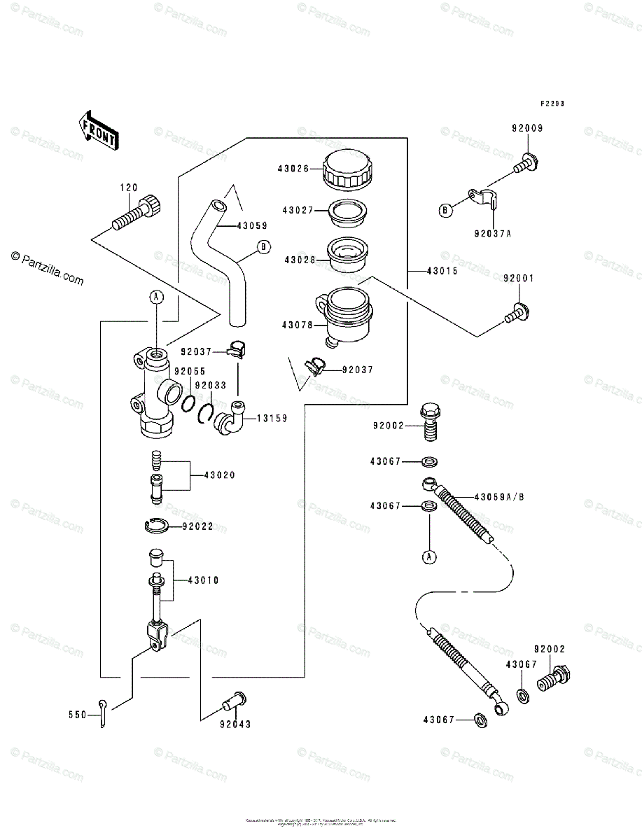 Kawasaki Motorcycle 1999 OEM Parts Diagram for REAR MASTER CYLINDER