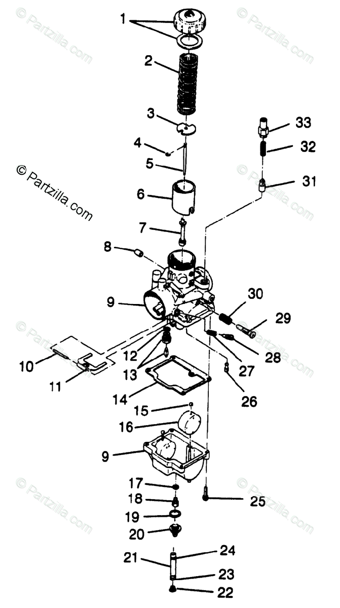 Polaris Snowmobile 1997 Oem Parts Diagram For Carburetor