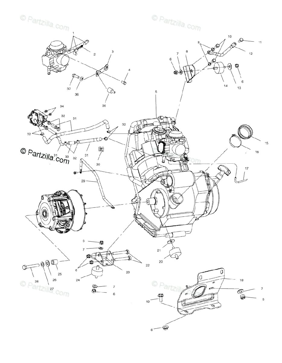 Polaris Atv 2001 Oem Parts Diagram For Engine Mounting