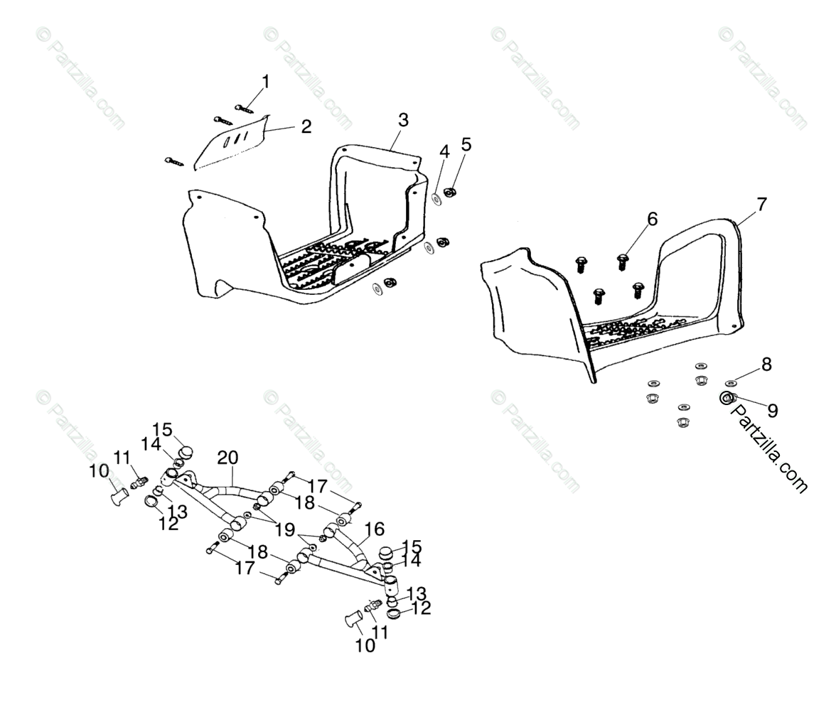 Polaris Atv 2002 Oem Parts Diagram For Swing Arm  Footrest