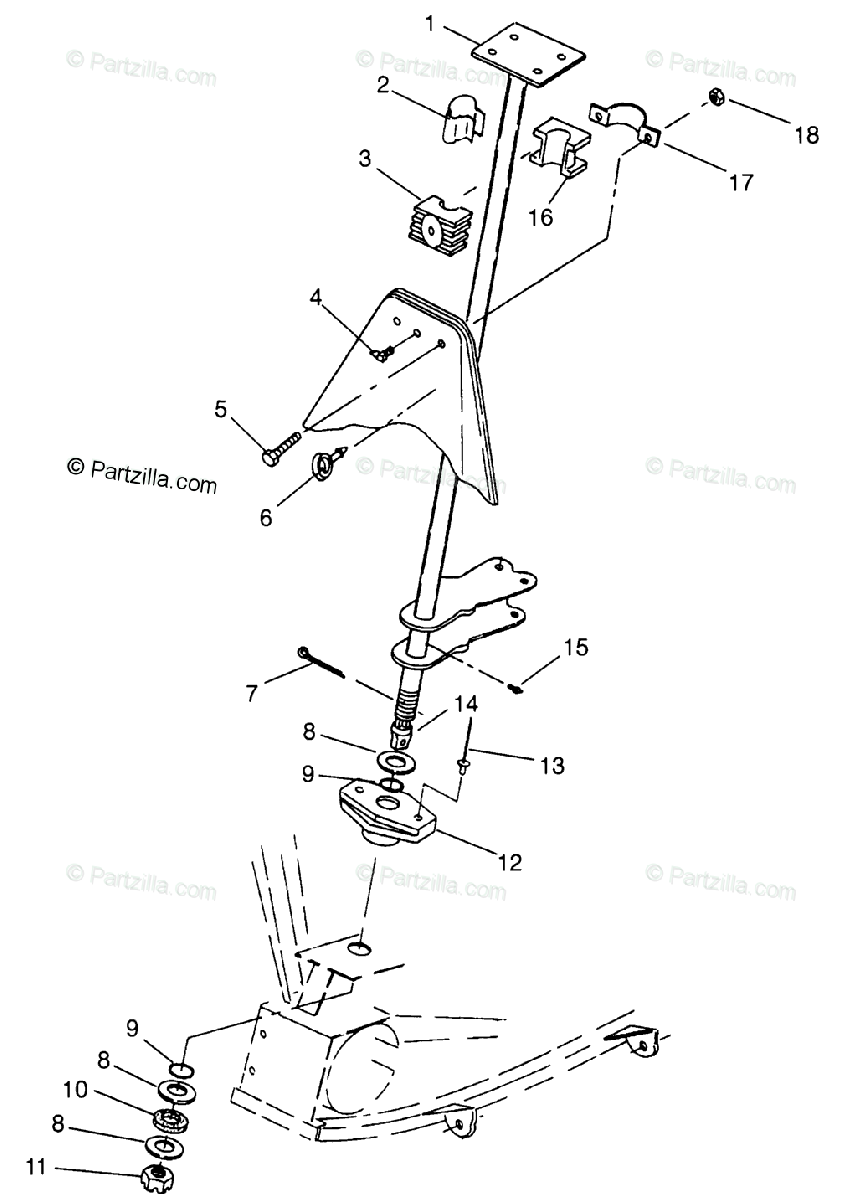 Polaris Atv 1996 Oem Parts Diagram For Steering Post
