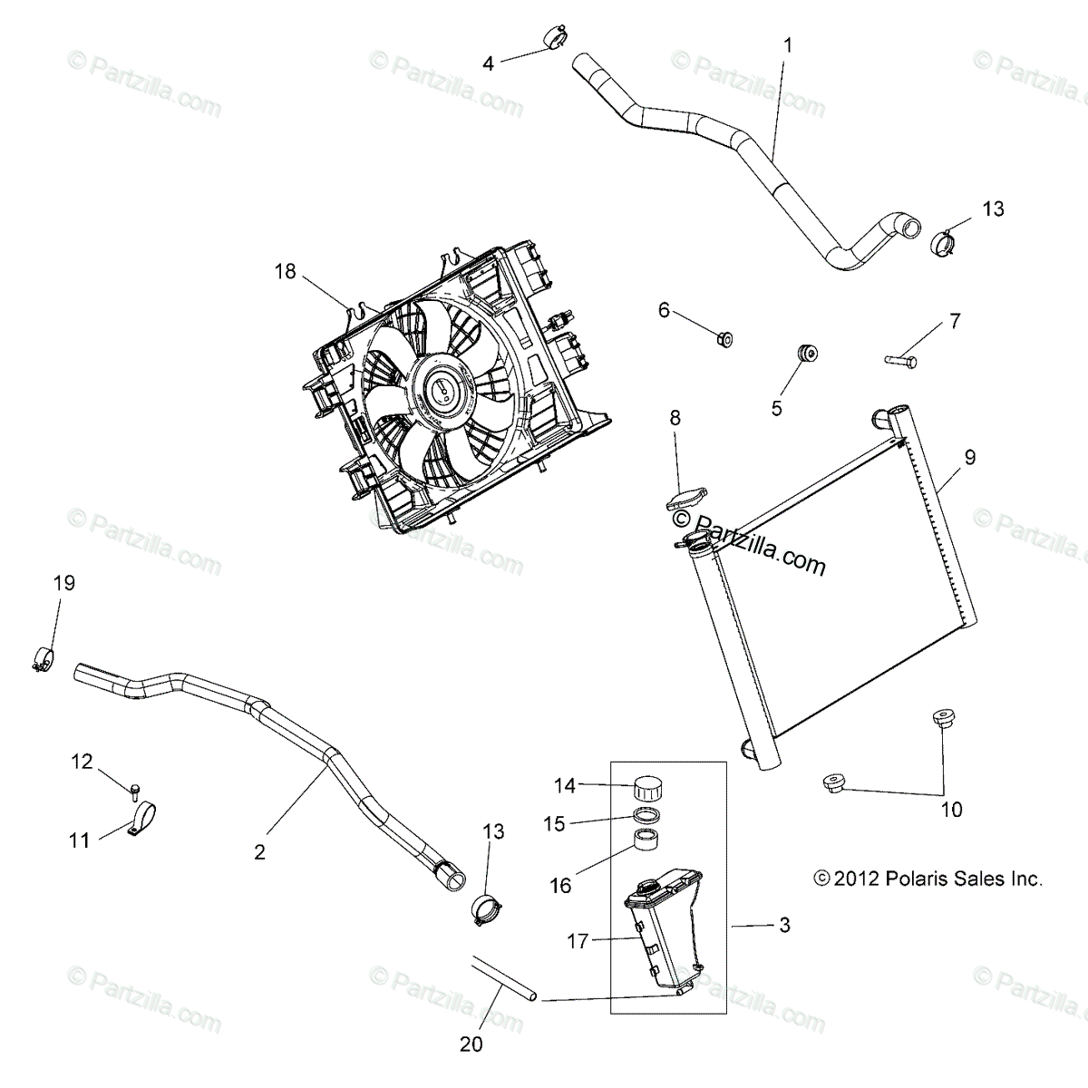 Polaris Atv 2018 Oem Parts Diagram For Engine  Cooling