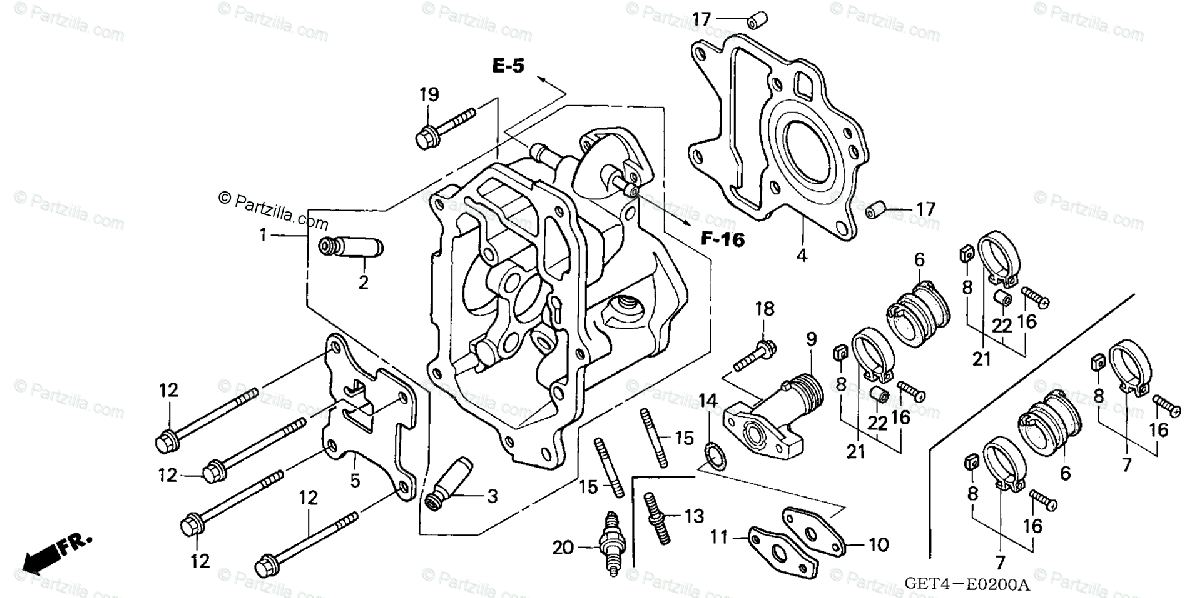 Honda Scooter 2002 OEM Parts Diagram for Cylinder Head ...