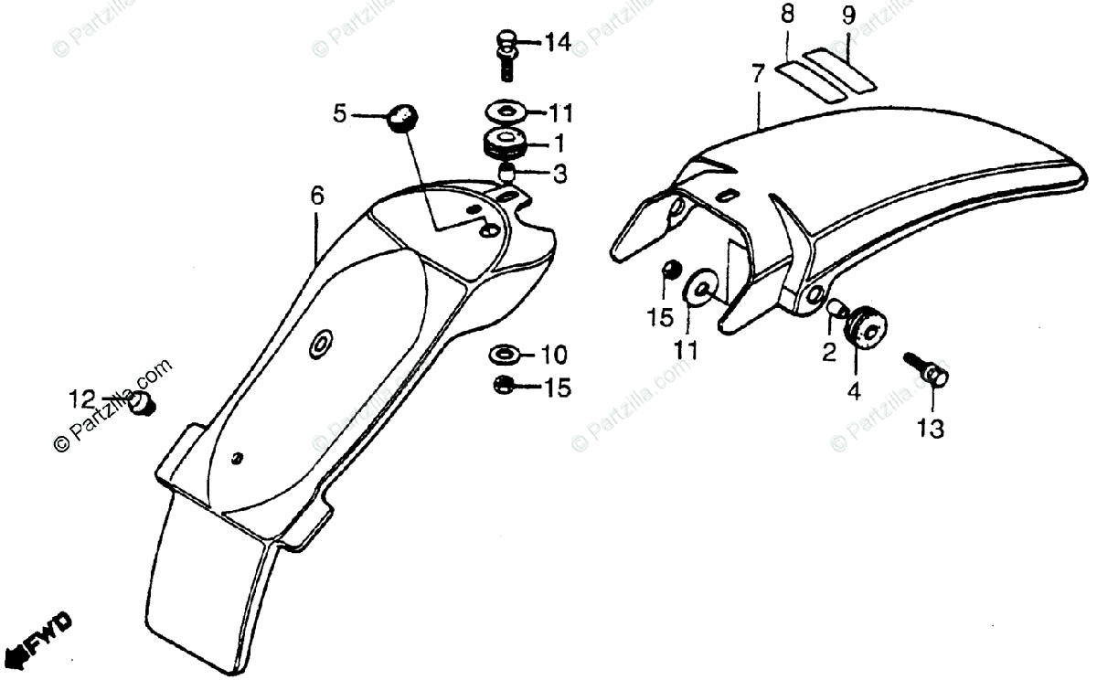 Honda Motorcycle 1983 Oem Parts Diagram For Rear Fender
