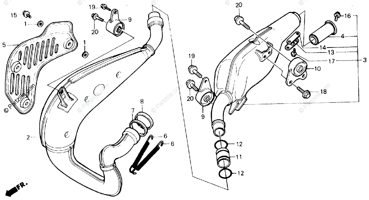Honda Atv 1988 Oem Parts Diagram For Exhaust Muffler