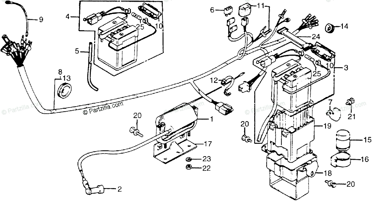 Honda Motorcycle 1980 Oem Parts Diagram For Wire Harness
