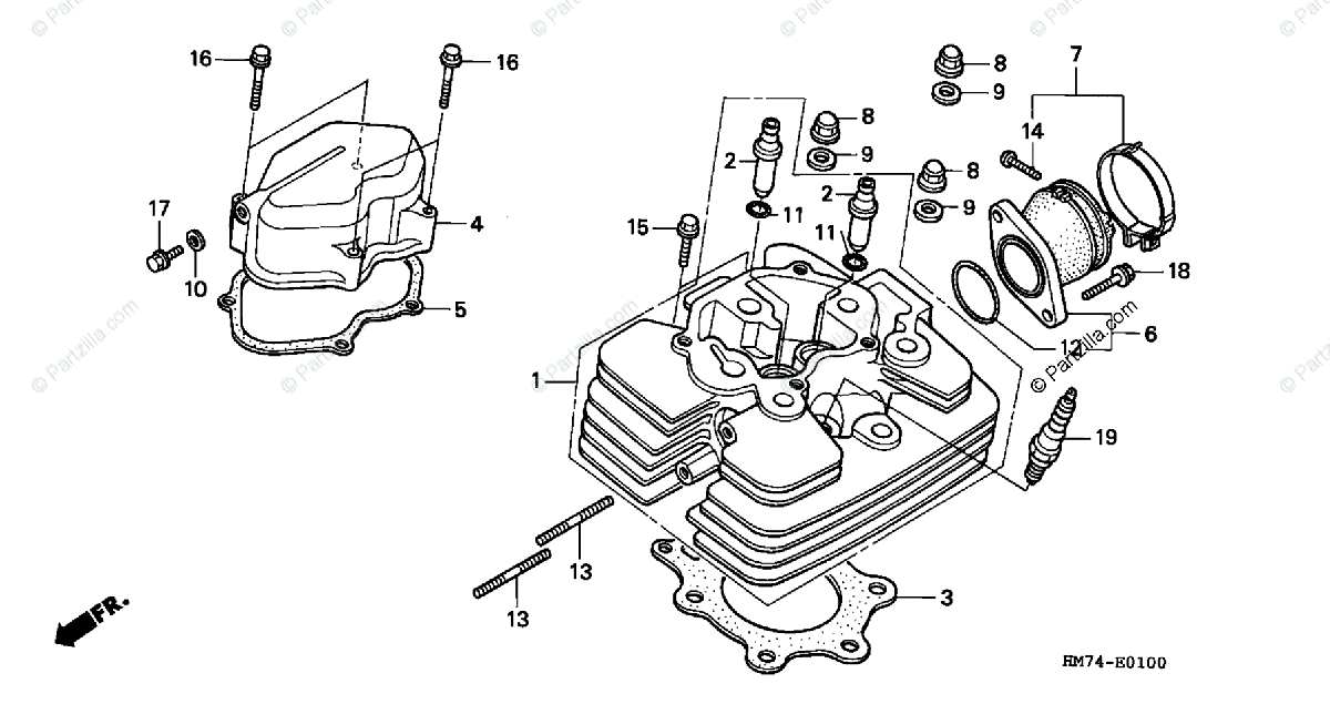 Honda Atv 1997 Oem Parts Diagram For Cylinder Head