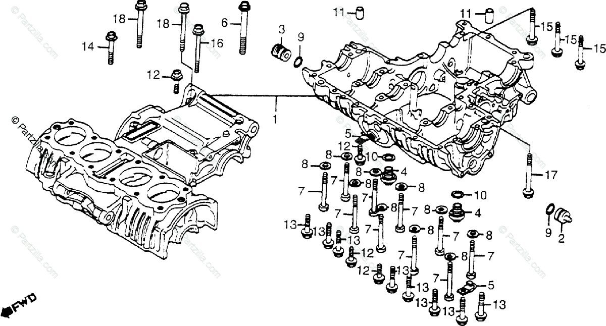 Honda Motorcycle 1979 Oem Parts Diagram For Crankcase