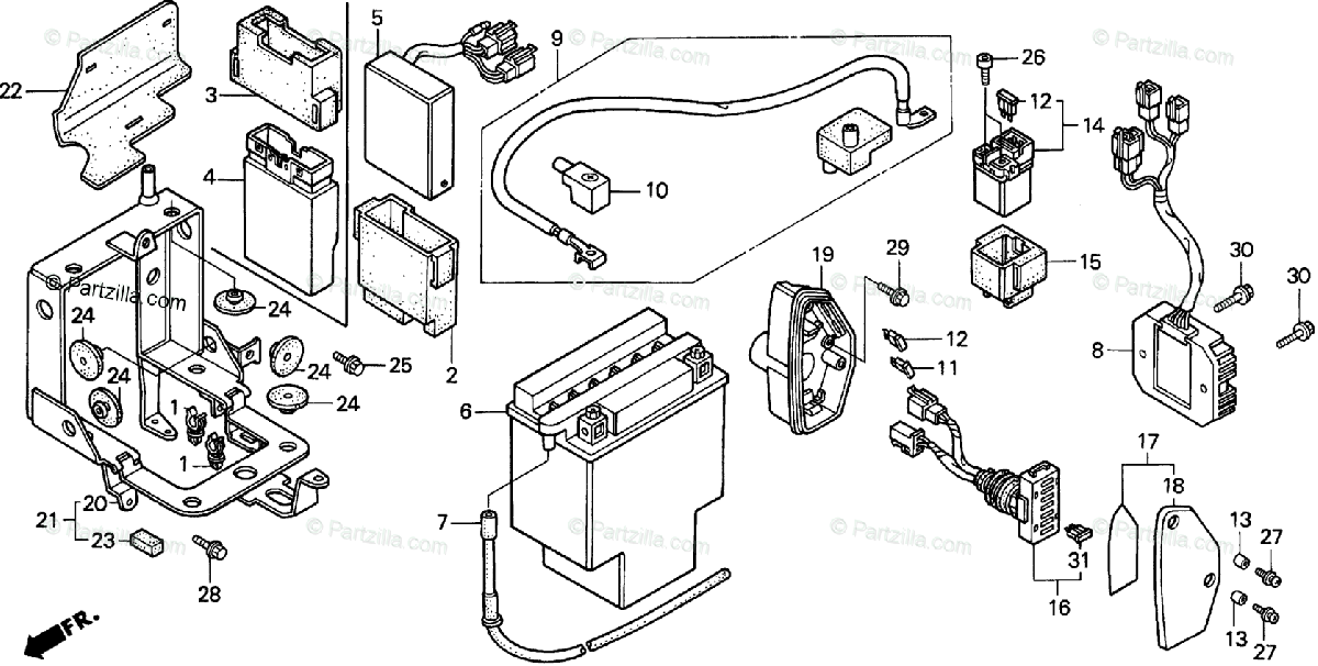 Honda Motorcycle 1996 Oem Parts Diagram For Battery