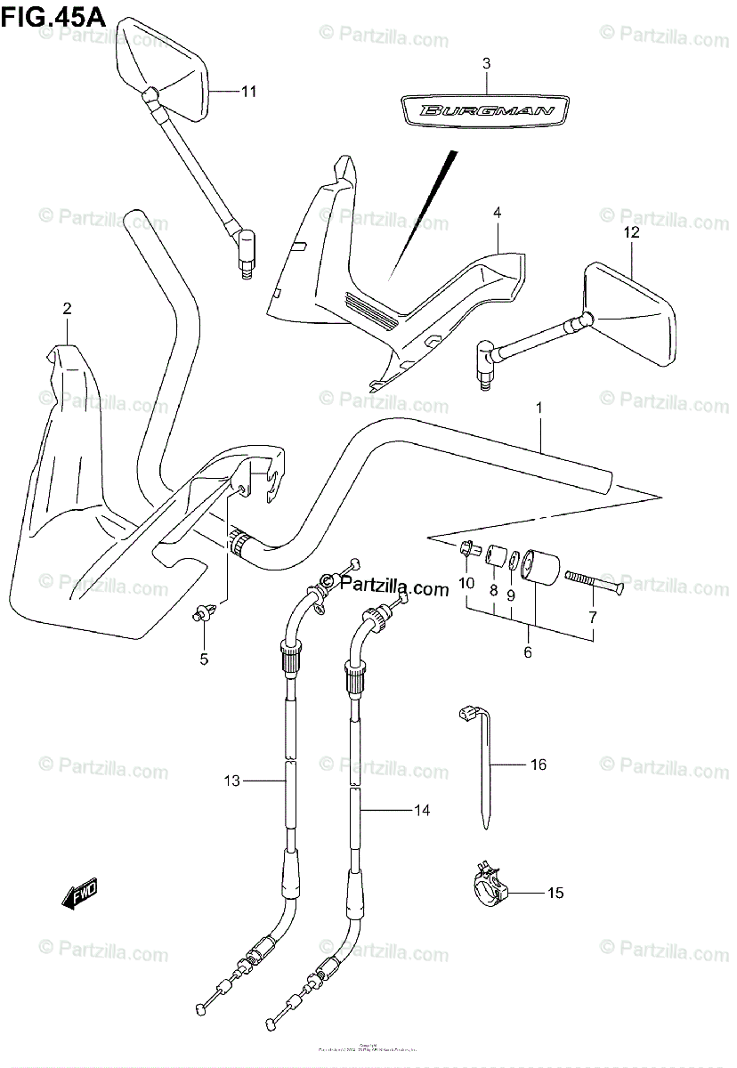 Suzuki Scooters 2004 Oem Parts Diagram For Handlebar