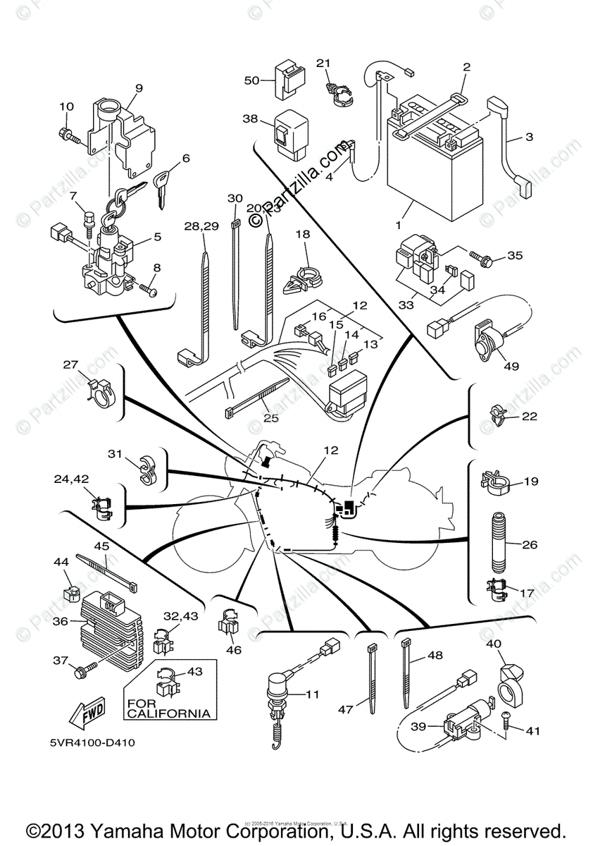 Yamaha Motorcycle 2005 Oem Parts Diagram For Electrical
