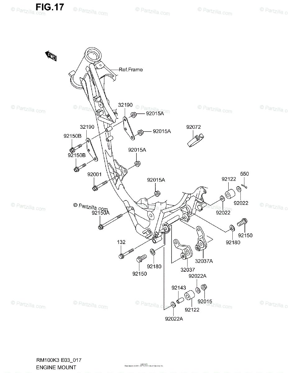 Suzuki Motorcycle 2003 Oem Parts Diagram For Engine Mount