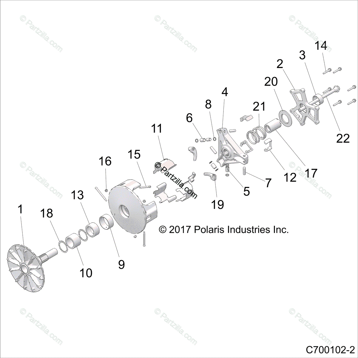 Polaris Side by Side 2018 OEM Parts Diagram for DRIVE TRAIN 