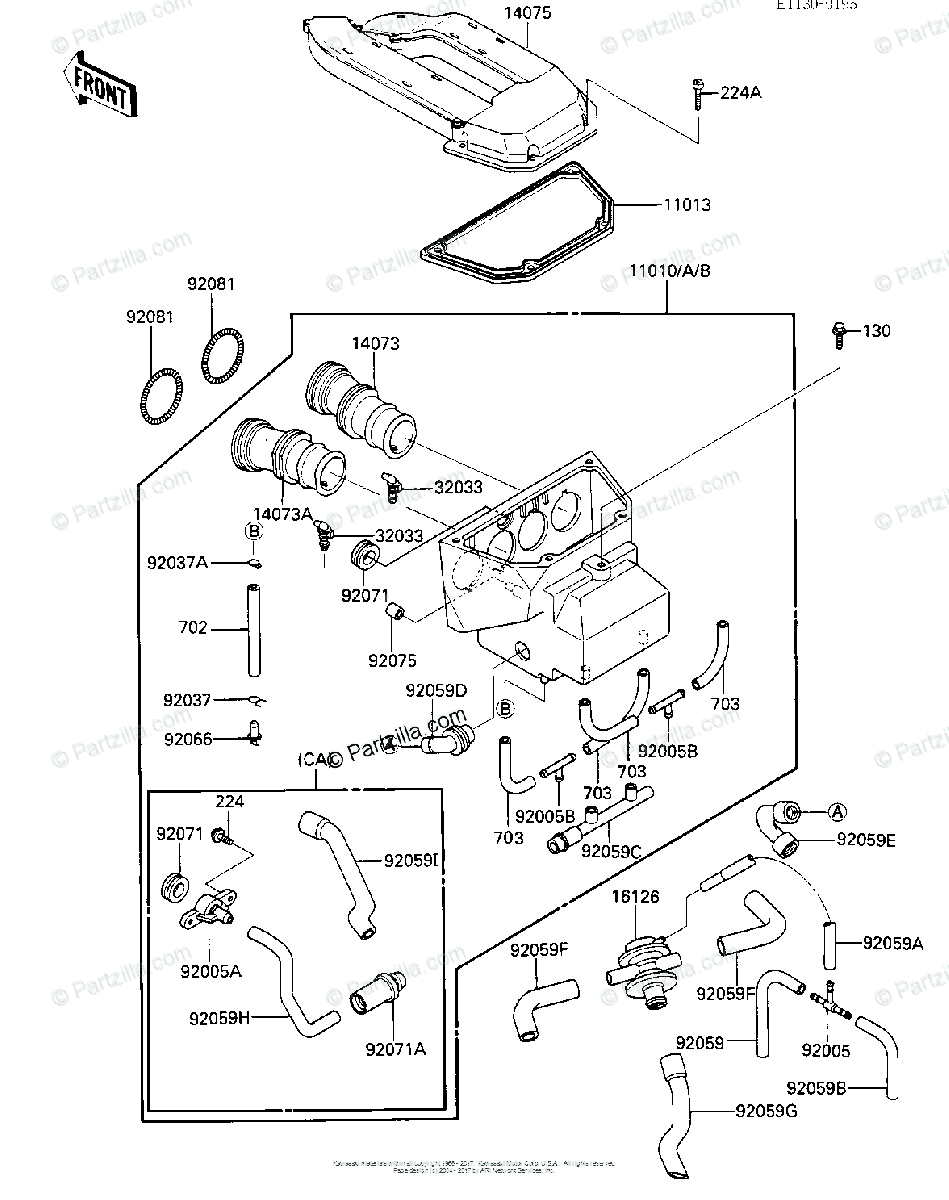 Kawasaki Motorcycle 1987 OEM Parts Diagram for AIR CLEANER 