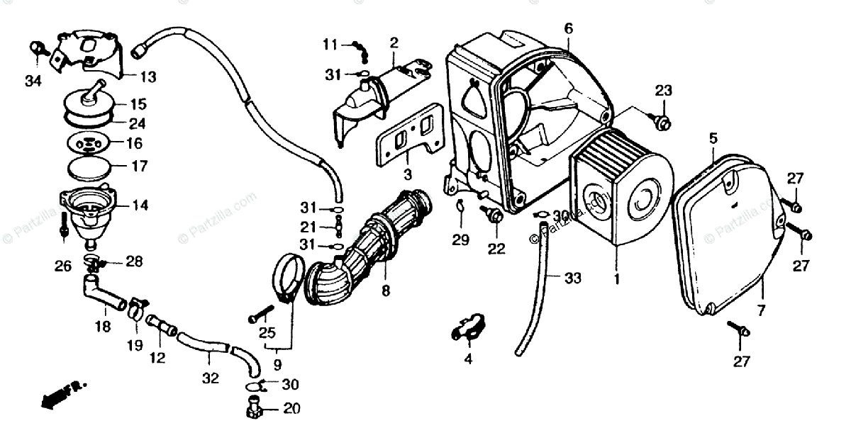 Honda Scooter 1986 OEM Parts Diagram for Air Cleaner