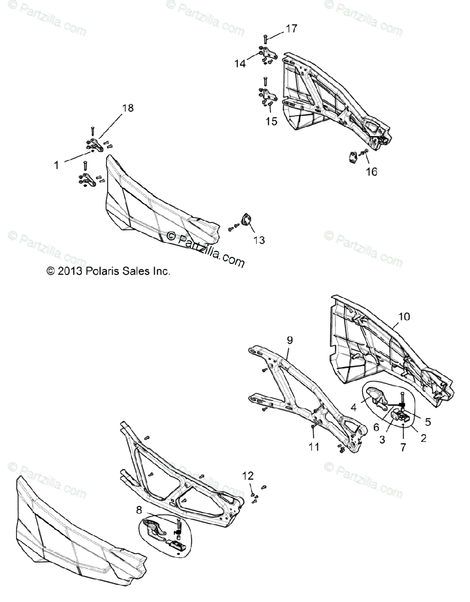 Polaris Side By Side 2014 Oem Parts Diagram For Body