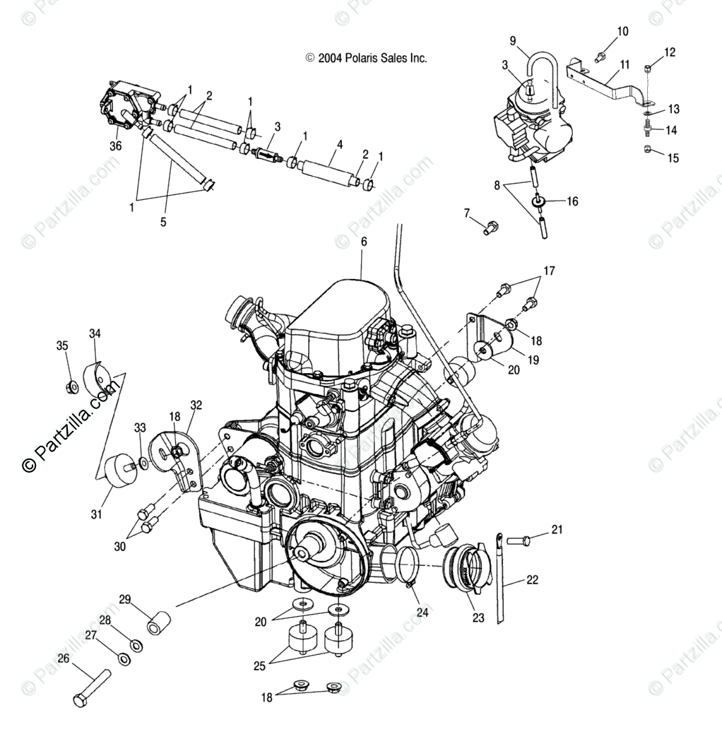 Polaris Atv 2005 Oem Parts Diagram For Engine Mounting