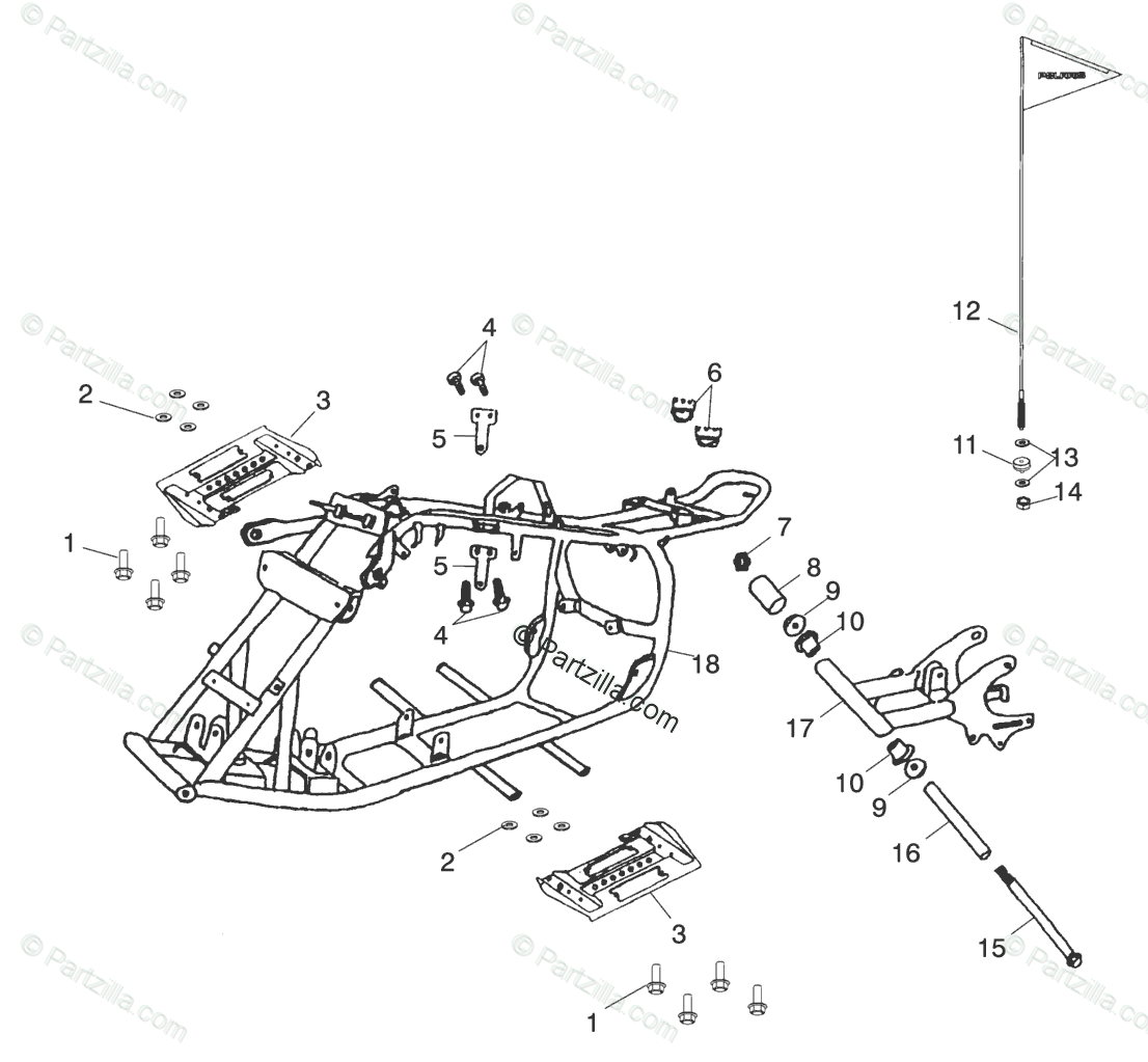 Polaris Atv 2002 Oem Parts Diagram For Frame Body   Cb  Cc