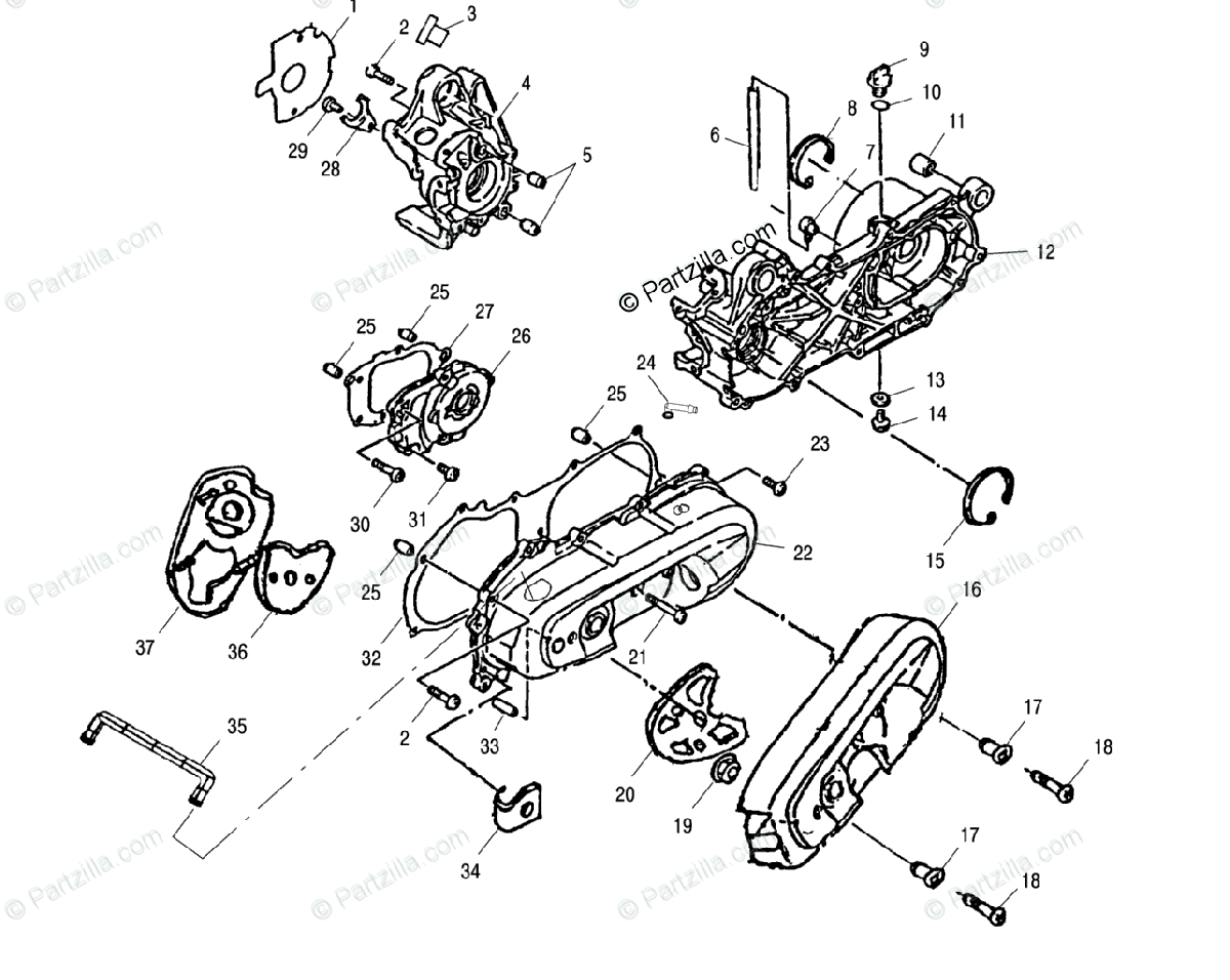 Polaris Atv 2002 Oem Parts Diagram For Crankcase   Cb  Cc