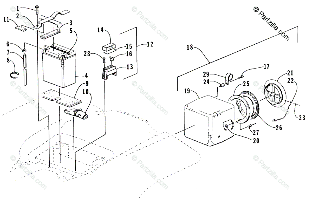  Arctic  Cat  ATV  1998 OEM Parts Diagram for Storage Box And 