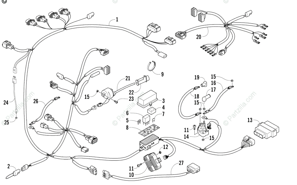Arctic Cat Side by Side 2007 OEM Parts Diagram for Wiring Harness