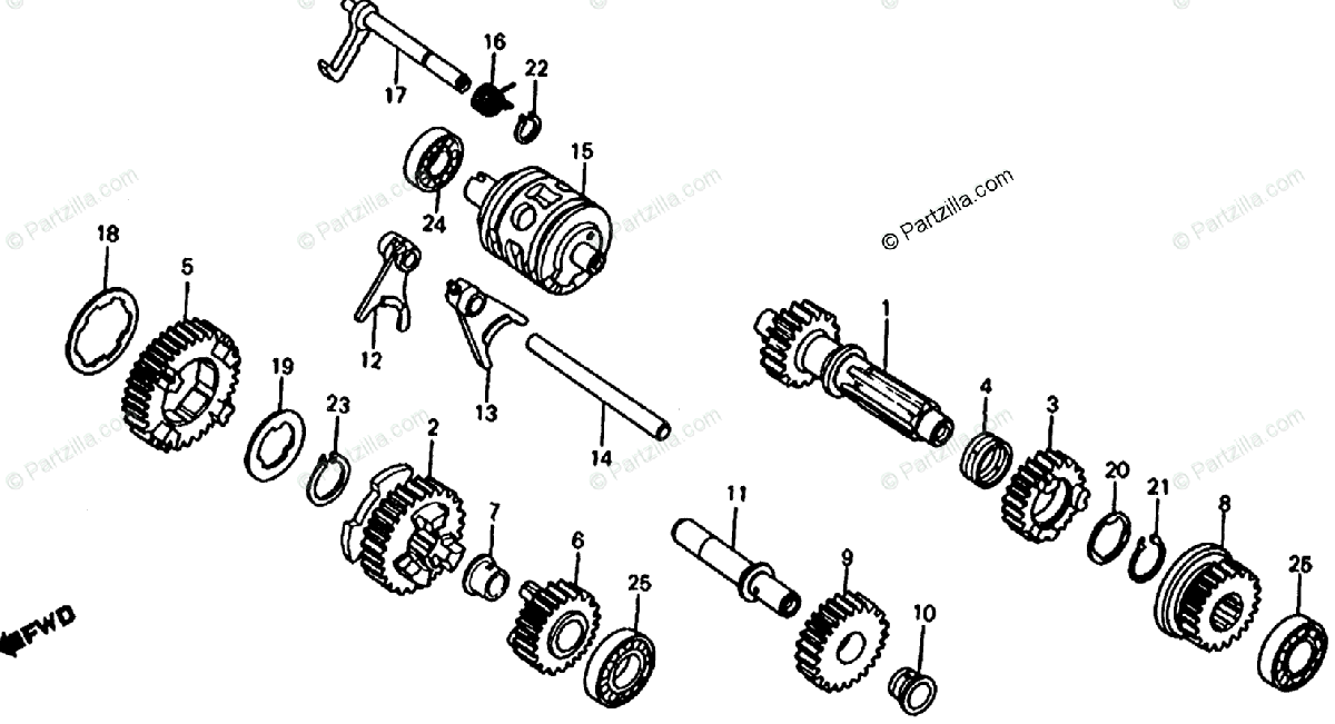 Honda Atv 1986 Oem Parts Diagram For Sub Transmission