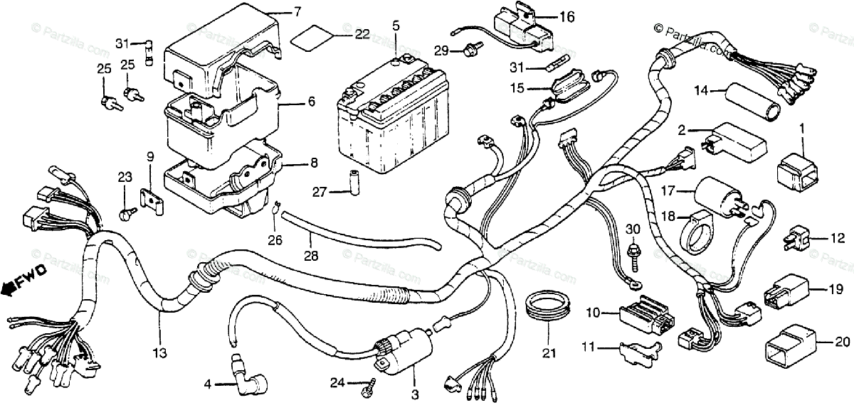 Honda Motorcycle 1982 Oem Parts Diagram For Wire Harness
