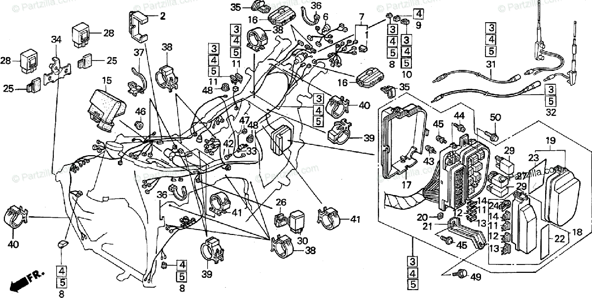 Honda Motorcycle 1996 Oem Parts Diagram For Wire Harness