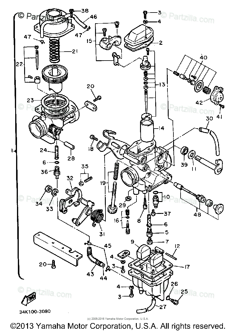 Yamaha Motorcycle 1984 OEM Parts Diagram for Carburetor | Partzilla.com