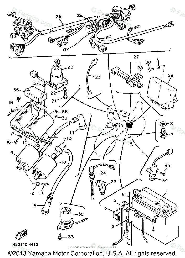 Yamaha Motorcycle 1985 Oem Parts Diagram For Electrical