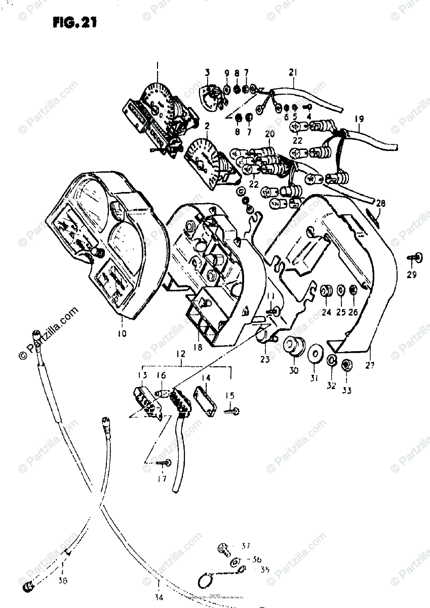 Suzuki Motorcycle 1981 OEM Parts Diagram for Speedometer Tachometer