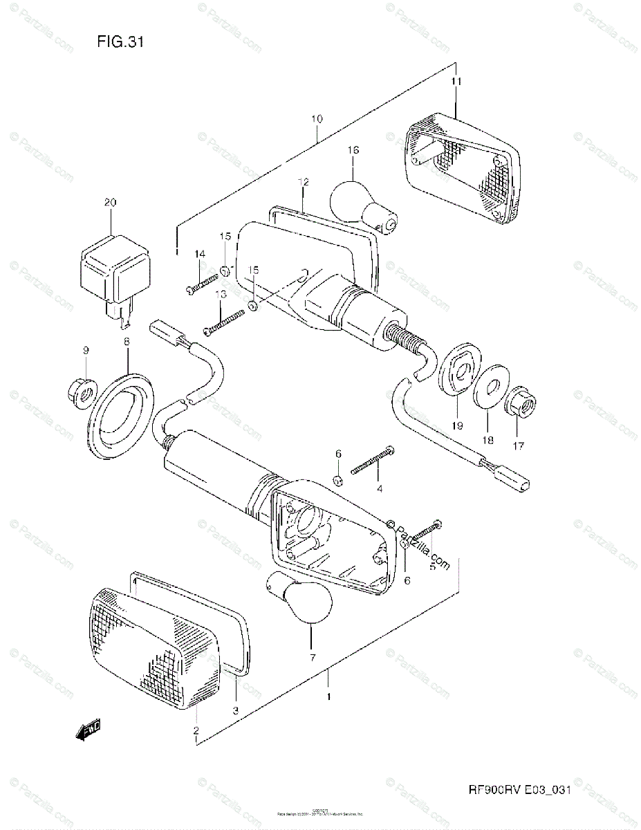 Suzuki Motorcycle 1994 OEM Parts Diagram for TURNSIGNAL LAMP