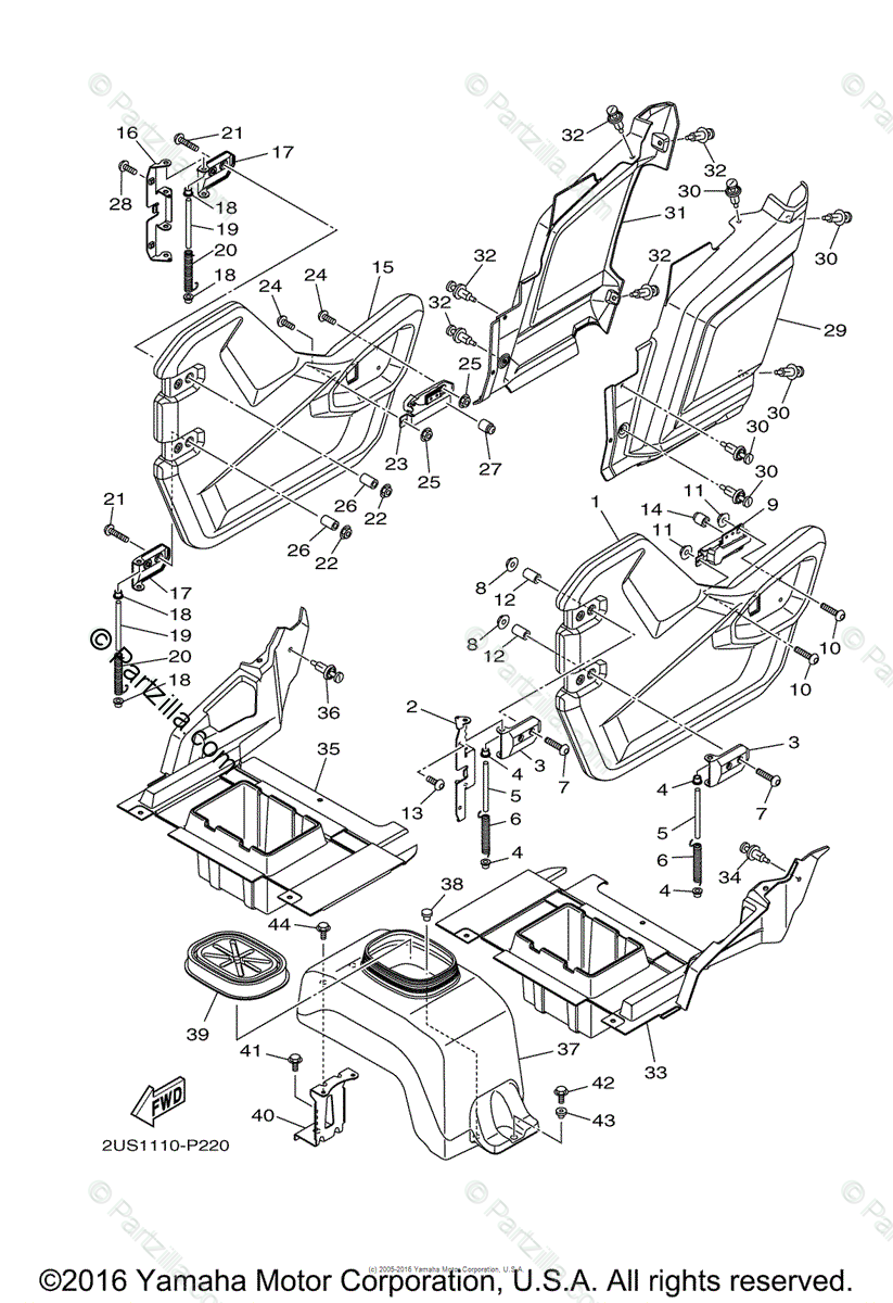 Yamaha Side By Side 2015 Oem Parts Diagram For Side Cover