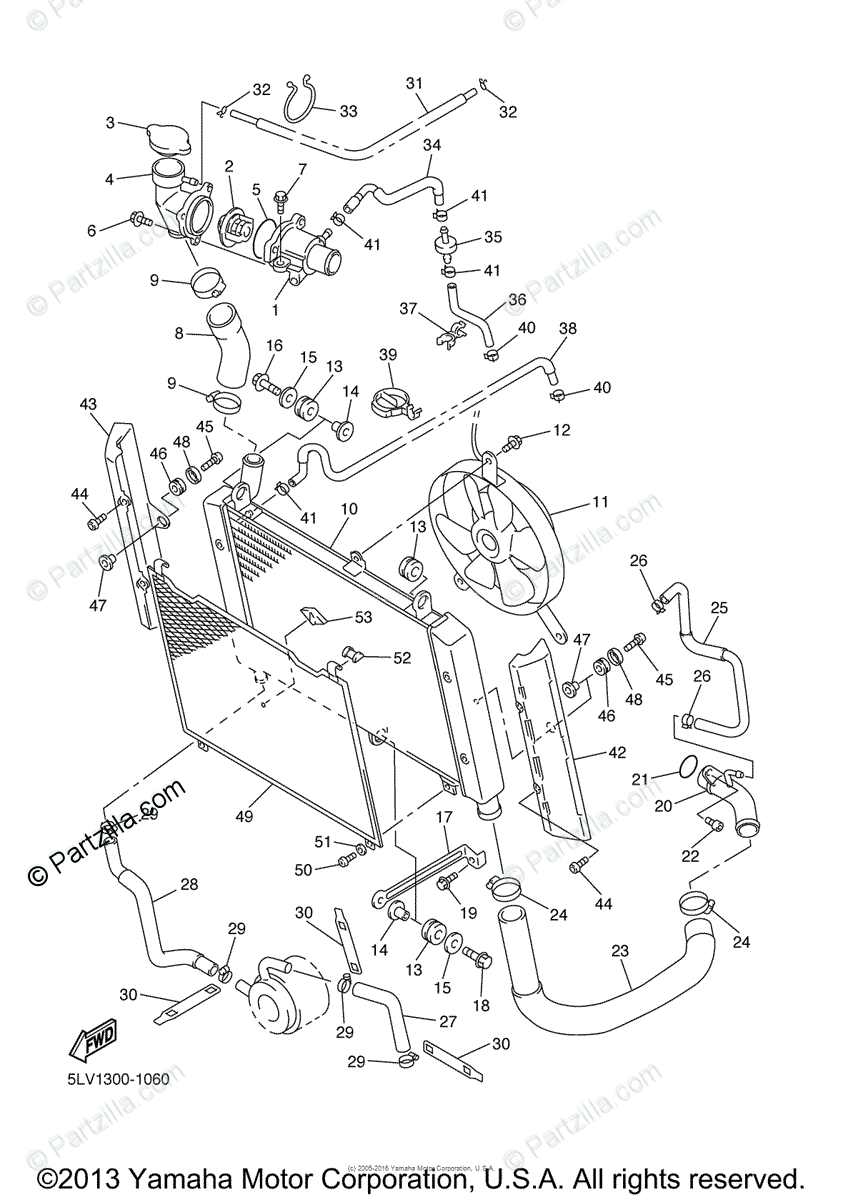 Yamaha Motorcycle 2002 OEM Parts Diagram for RADIATOR HOSE ... radiator hose diagram 2002 