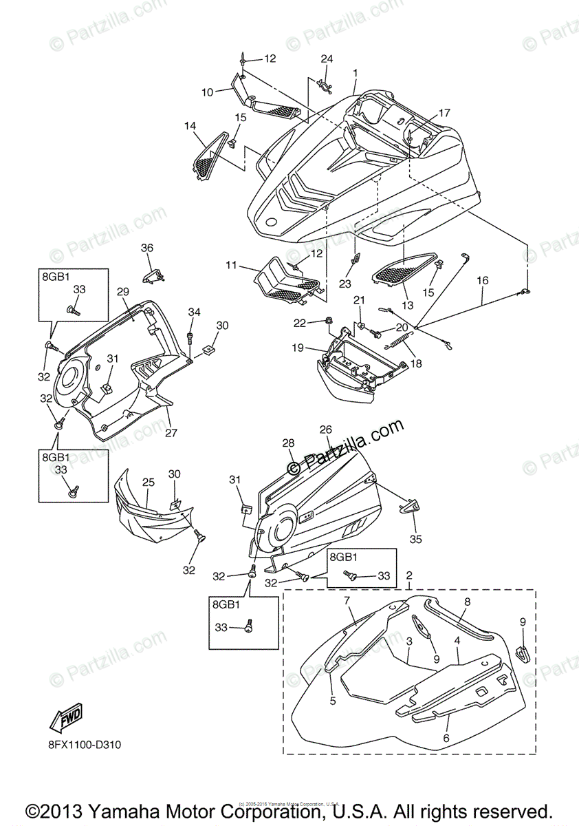 Yamaha Snowmobile 2005 Oem Parts Diagram For Shroud