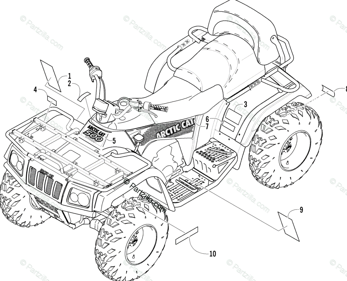 Arctic Cat ATV 2004 OEM Parts Diagram for Decals ...