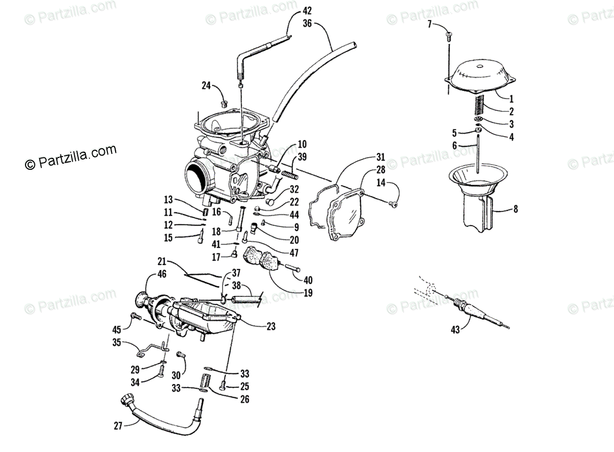 Arctic Cat ATV 1999 OEM Parts Diagram for Carburetor