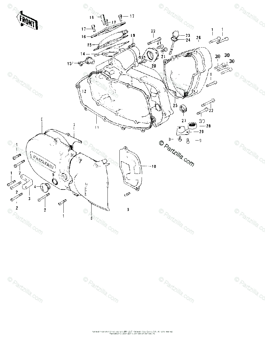 Kawasaki Motorcycle 1974 Oem Parts Diagram For Engine