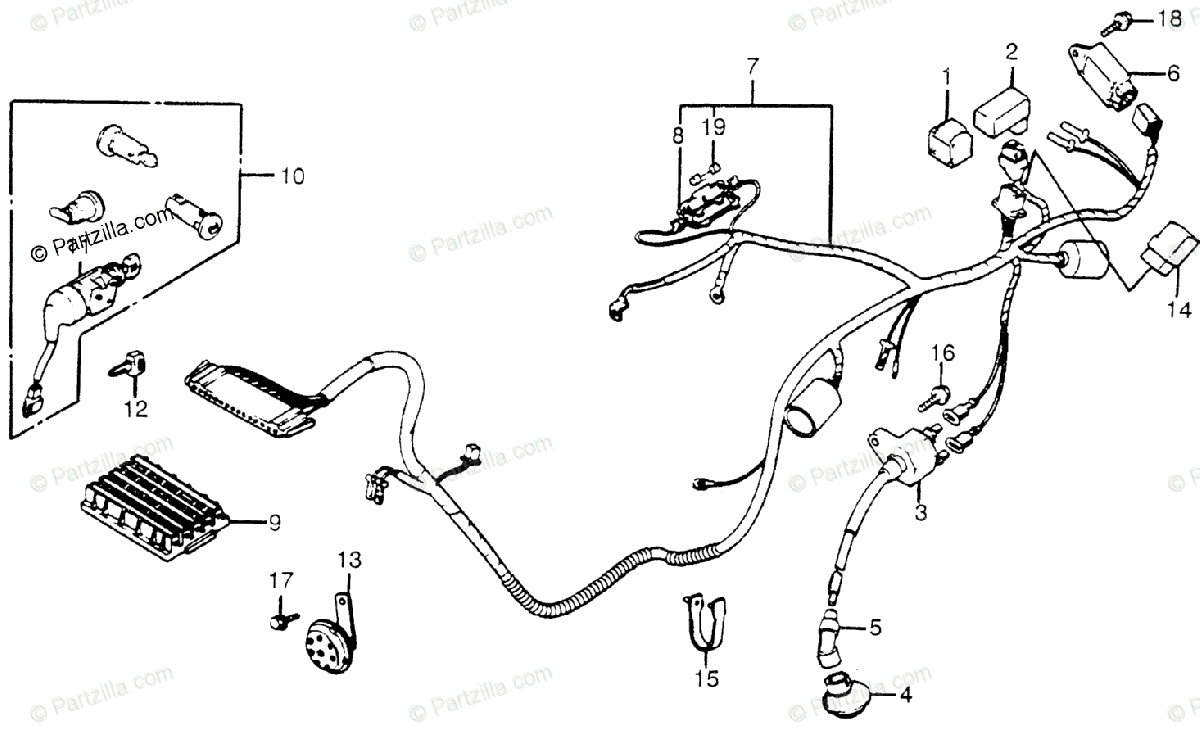 Honda Scooter 1985 Oem Parts Diagram For Wire Harness