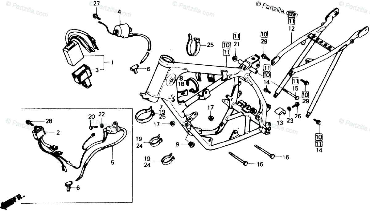 Honda Motorcycle 1985 OEM Parts Diagram for Frame ... honda xr80 wiring 