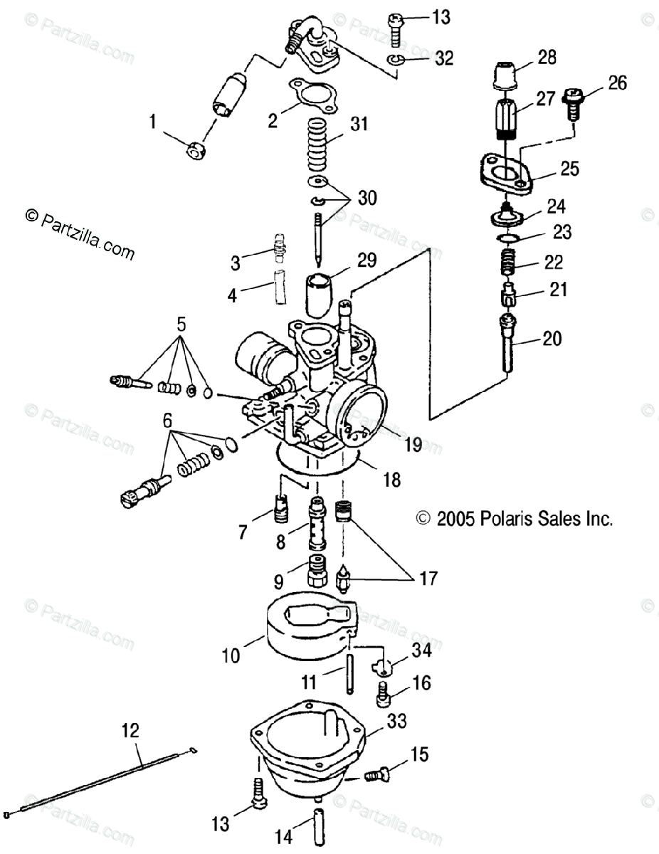 Polaris Atv 2005 Oem Parts Diagram For Carburetor   Cb