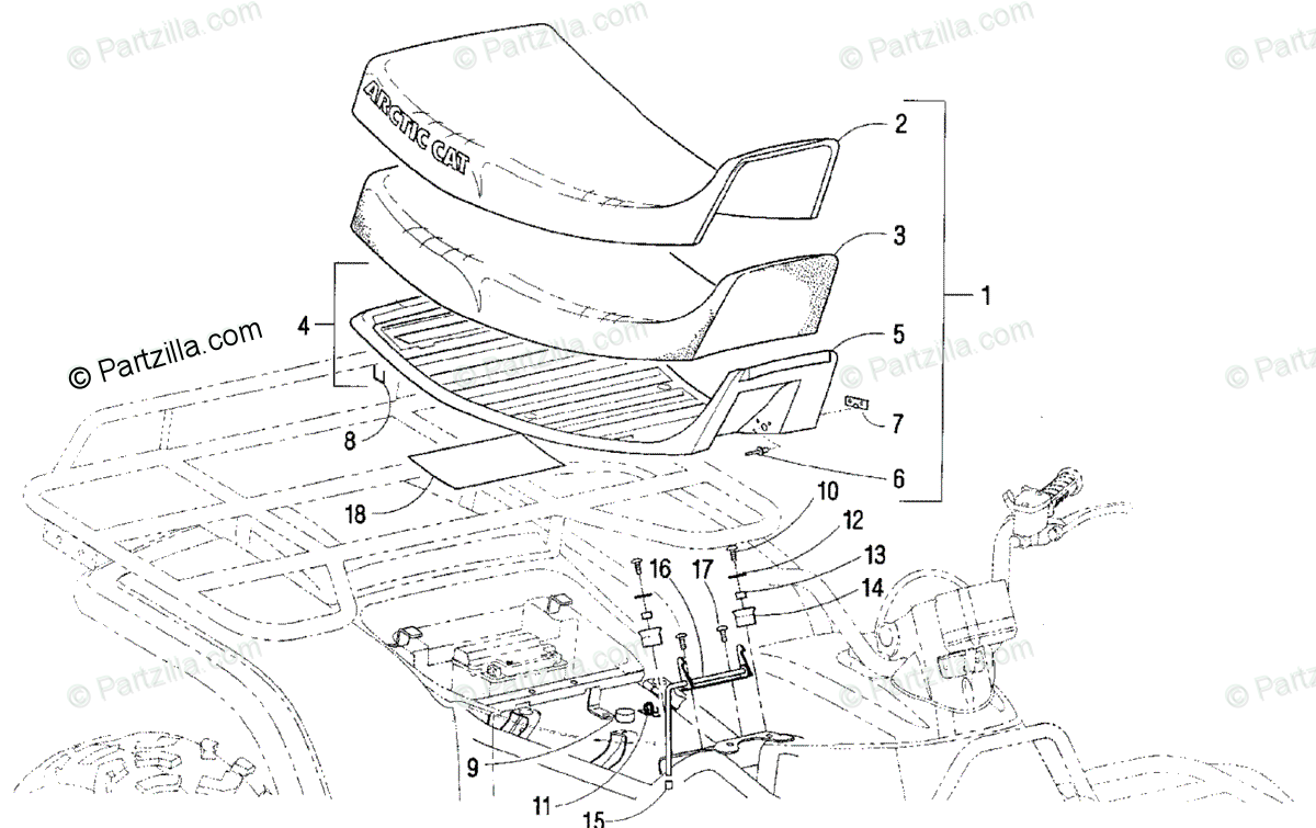 Arctic Cat ATV 2000 OEM Parts Diagram for Seat Assembly ...
