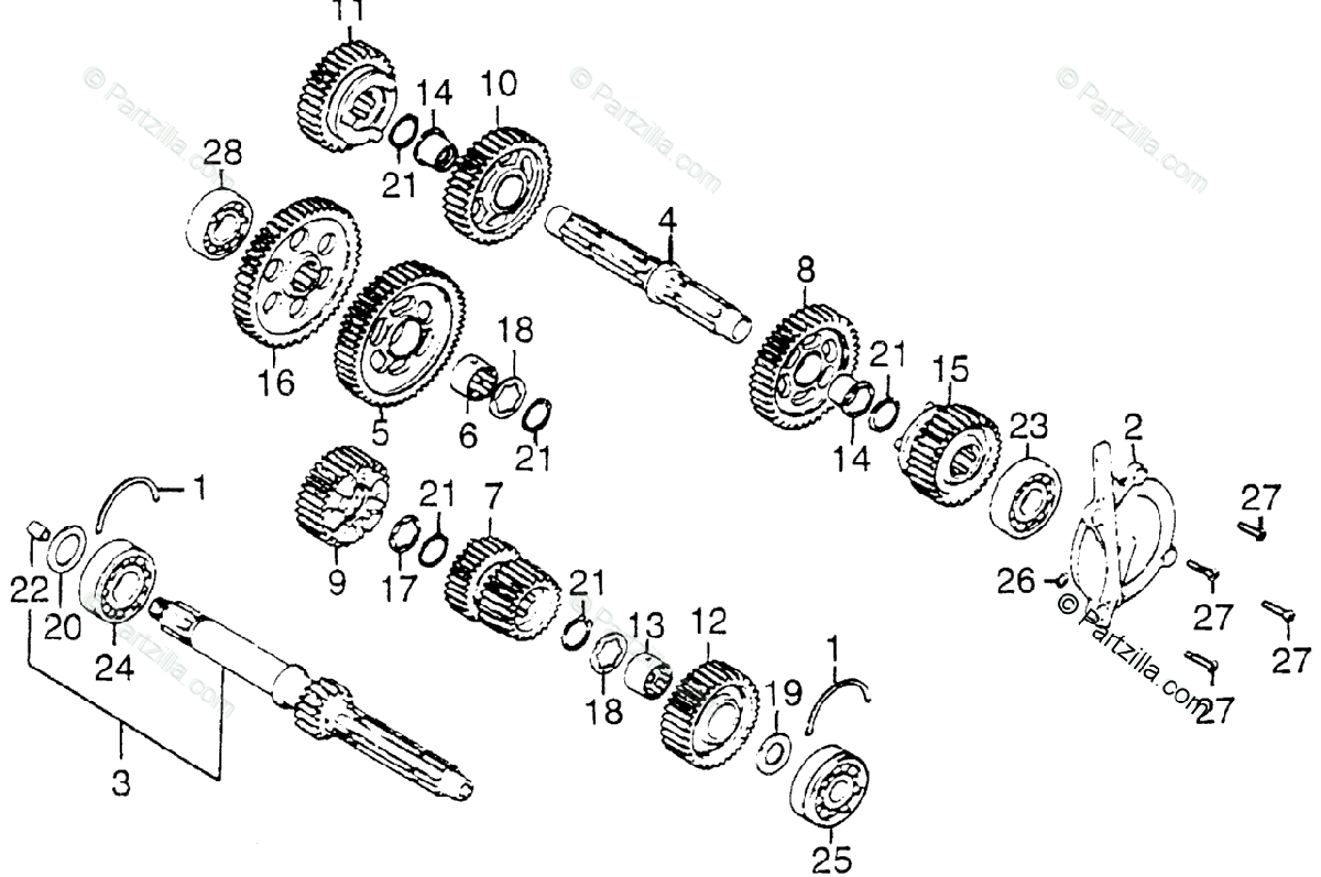 Honda Motorcycle 1977 Oem Parts Diagram For Transmission