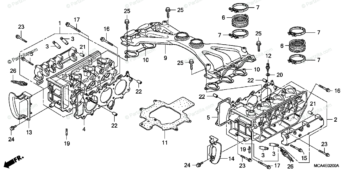 Honda Motorcycle 2002 Oem Parts Diagram For Cylinder Head