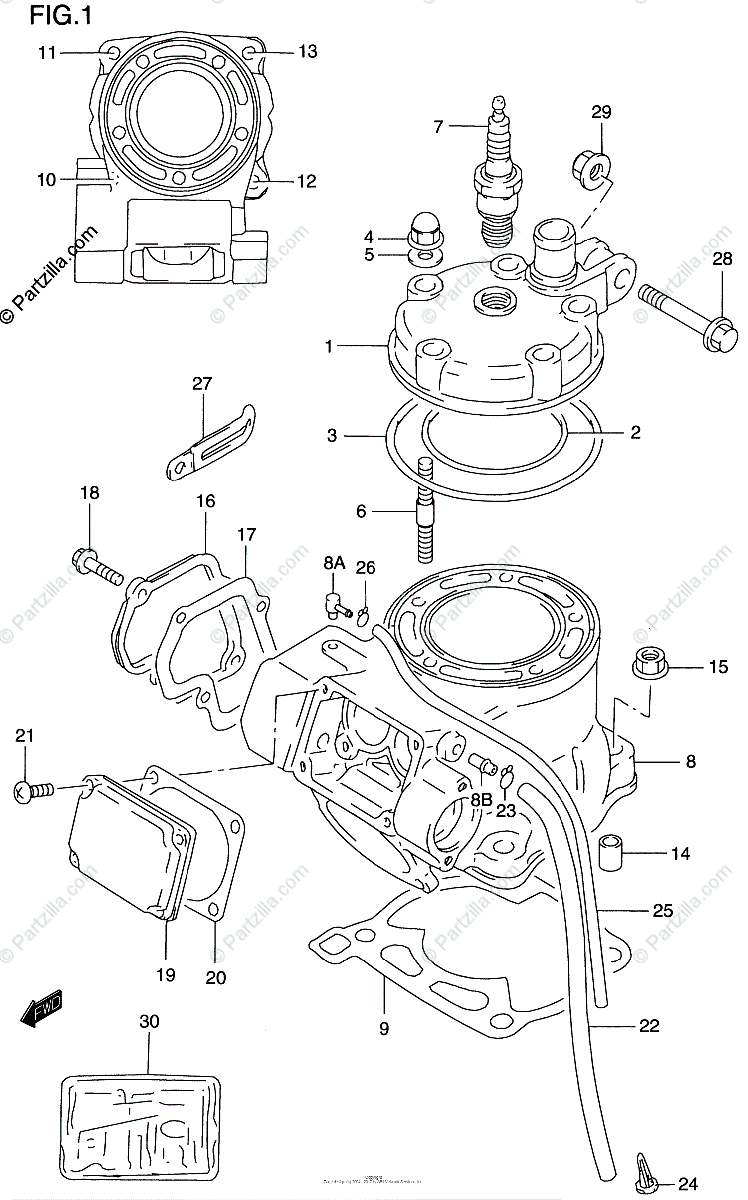Suzuki Motorcycle 1996 OEM Parts Diagram for Cylinder | Partzilla.com