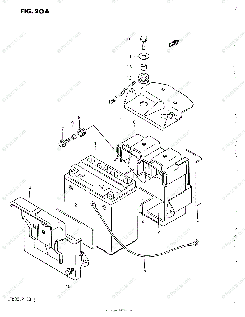 Suzuki Atv 1987 Oem Parts Diagram For Battery  Model K  L  M