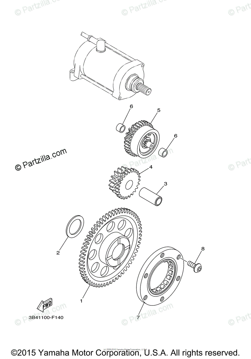 Yamaha Atv 2007 Oem Parts Diagram For Starter Clutch