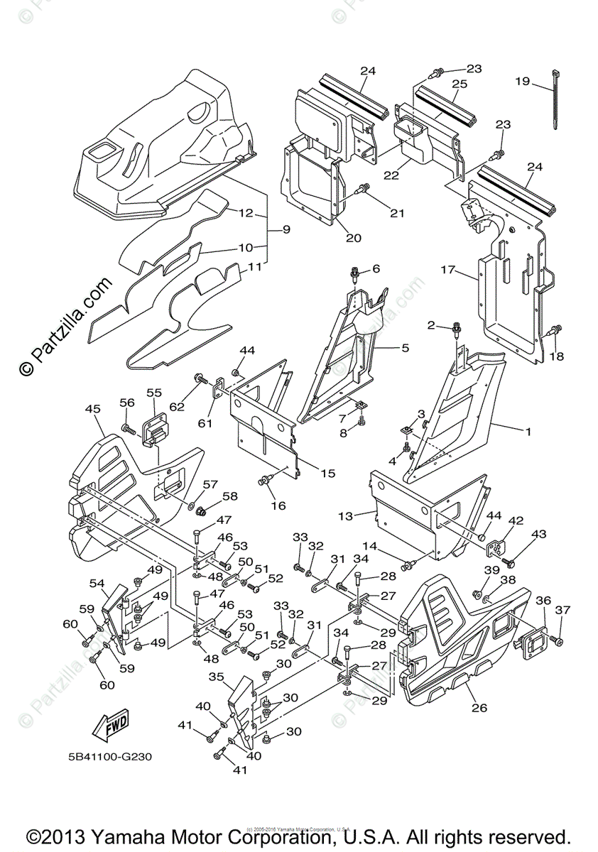 Yamaha Side By Side 2008 Oem Parts Diagram For Side Cover
