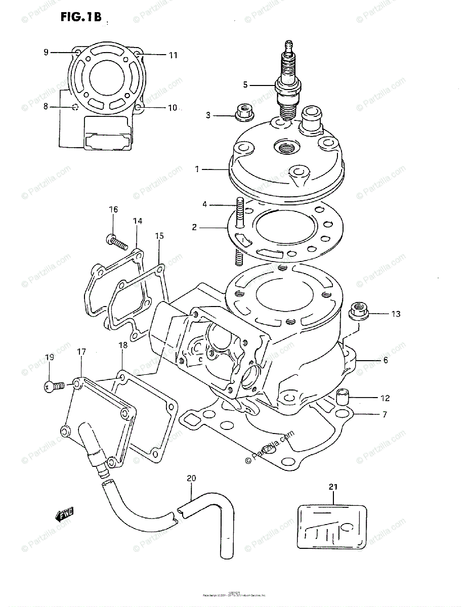 Suzuki Motorcycle 1990 OEM Parts Diagram for CYLINDER (MODEL L