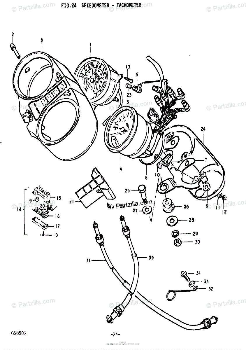 Suzuki Motorcycle 1979 OEM Parts Diagram for Speedometer Tachometer